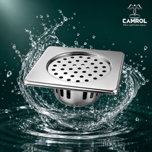 CAMROL Square Floor Drain with Cockroach Trap | 5 x 5 Inches Floor Drainer | 304-Grade Stainless Steel Floor Trap | Glossy Finish Drain Jali