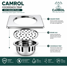 CAMROL Square Floor Drain with Cockroach Trap | 5 x 5 Inches Floor Drainer | 304-Grade Stainless Steel Floor Trap | Glossy Finish Drain Jali