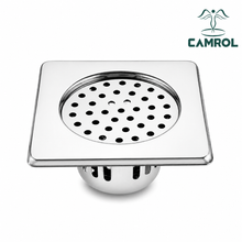 CAMROL Square Floor Drain with Cockroach Trap | 5 x 5 Inches Floor Drainer | 304-Grade Stainless Steel Floor Trap | Glossy Finish Drain Jali