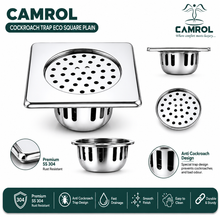 CAMROL Square Floor Drain with Cockroach Trap | 5 x 5 Inches Floor Drainer | 304-Grade Stainless Steel Floor Trap | Glossy Finish Drain Jali
