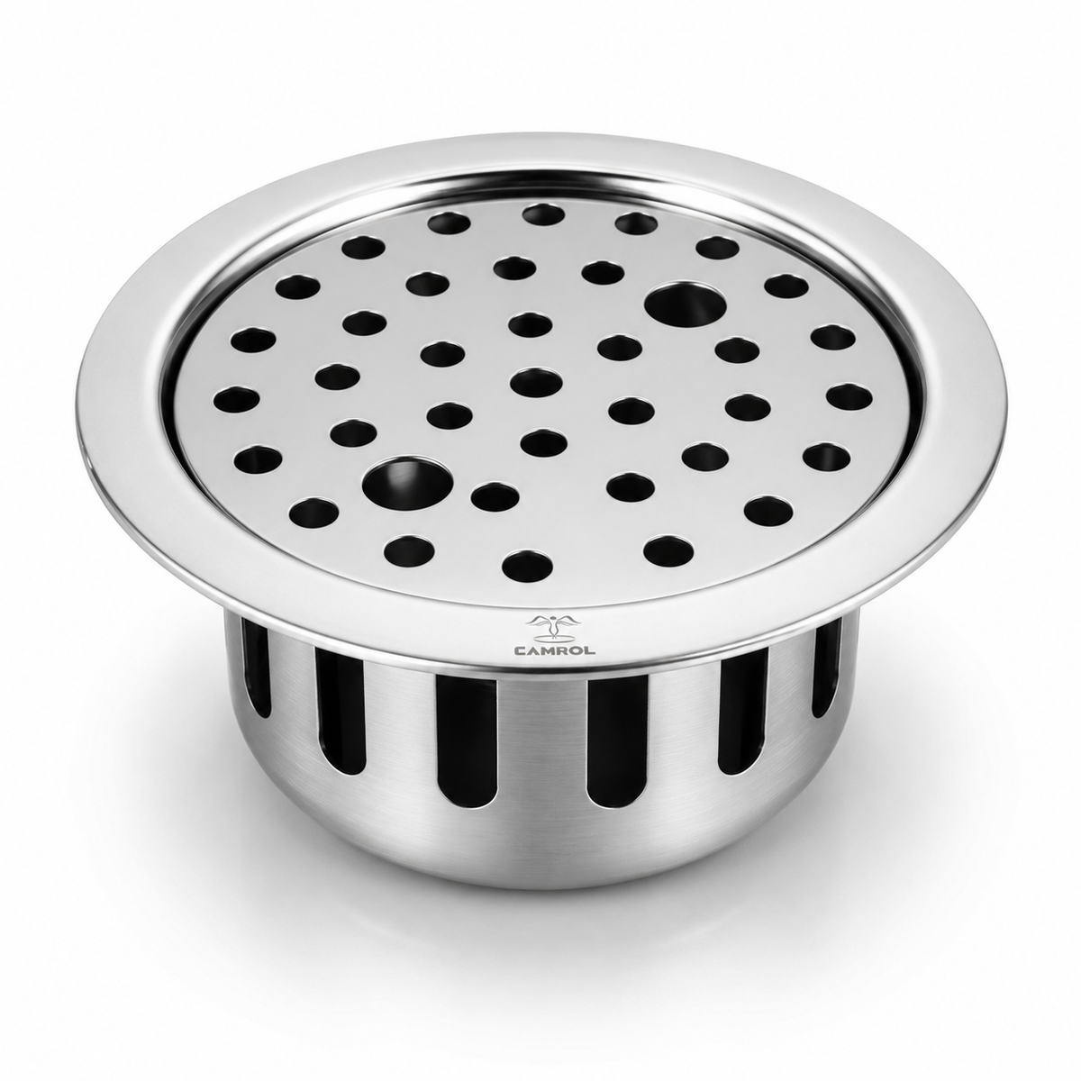 CAMROL Stainless Steel Round Floor Drainer with Hole | 5 Inches Bathroom Floor Drain | Anti-Cockroach Floor Jali | Floor Trap Jali | Bathroom Drain Cover