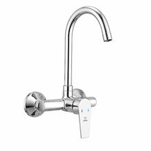 Camrol Brass Wall Mounted Sink Mixer | Single Lever Hot & Cold Kitchen Sink Mixer Tap | 360° Swivel Spout | Chrome | Water-Saving Aerated Flow