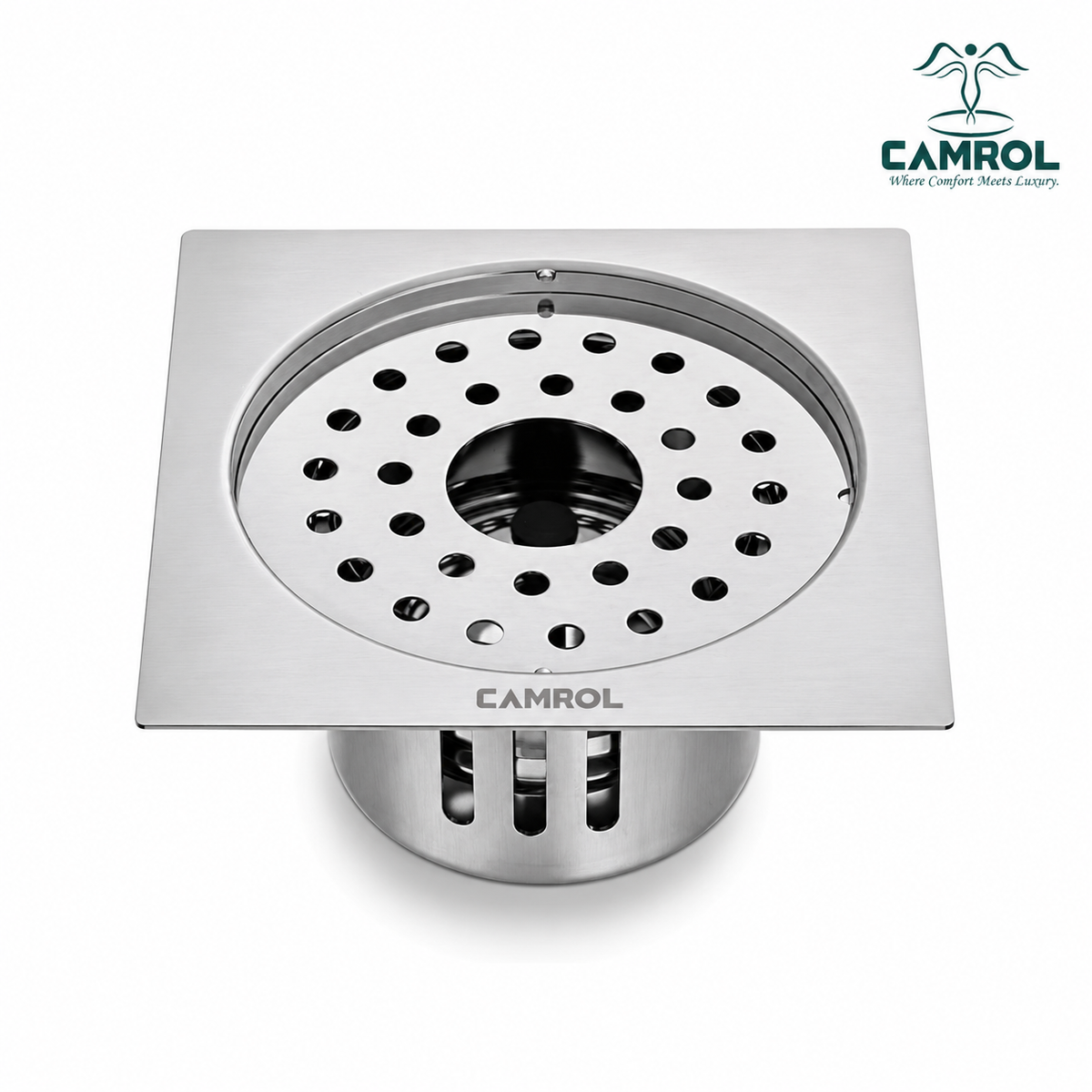 Camrol Premium  Cockroach Trap Square Flat Cut Floor Drain | 304 Grade Stainless Steel Floor Drain Jali | 5 × 5 Inches | Floor Drainer with Cockroach Trap & Lock