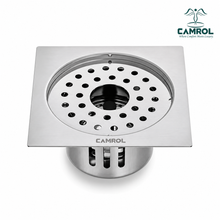 Camrol Premium  Cockroach Trap Square Flat Cut Floor Drain | 304 Grade Stainless Steel Floor Drain Jali | 5 × 5 Inches | Floor Drainer with Cockroach Trap & Lock