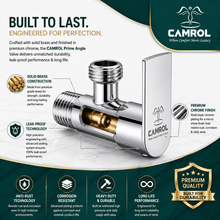 Camrol Stainless Steel Angle Valve Project Prime for Geyser, Wash Basin & Toilet Flush | Chrome Finish Angle Cock | Quarter Turn Wall Mounted Bathroom Stop Valve