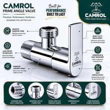 Camrol Stainless Steel Angle Valve Project Prime for Geyser, Wash Basin & Toilet Flush | Chrome Finish Angle Cock | Quarter Turn Wall Mounted Bathroom Stop Valve