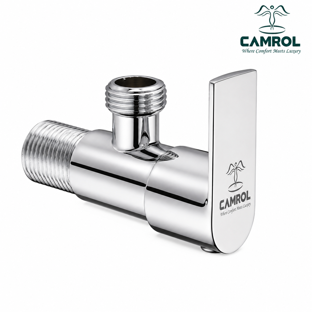 Camrol Stainless Steel Angle Valve Project Prime for Geyser, Wash Basin & Toilet Flush | Chrome Finish Angle Cock | Quarter Turn Wall Mounted Bathroom Stop Valve