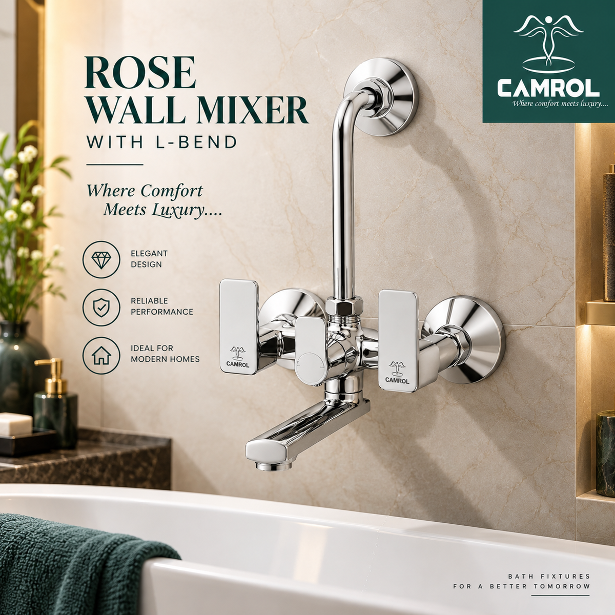 Camrol Rose Wall Mixer With L-Bend