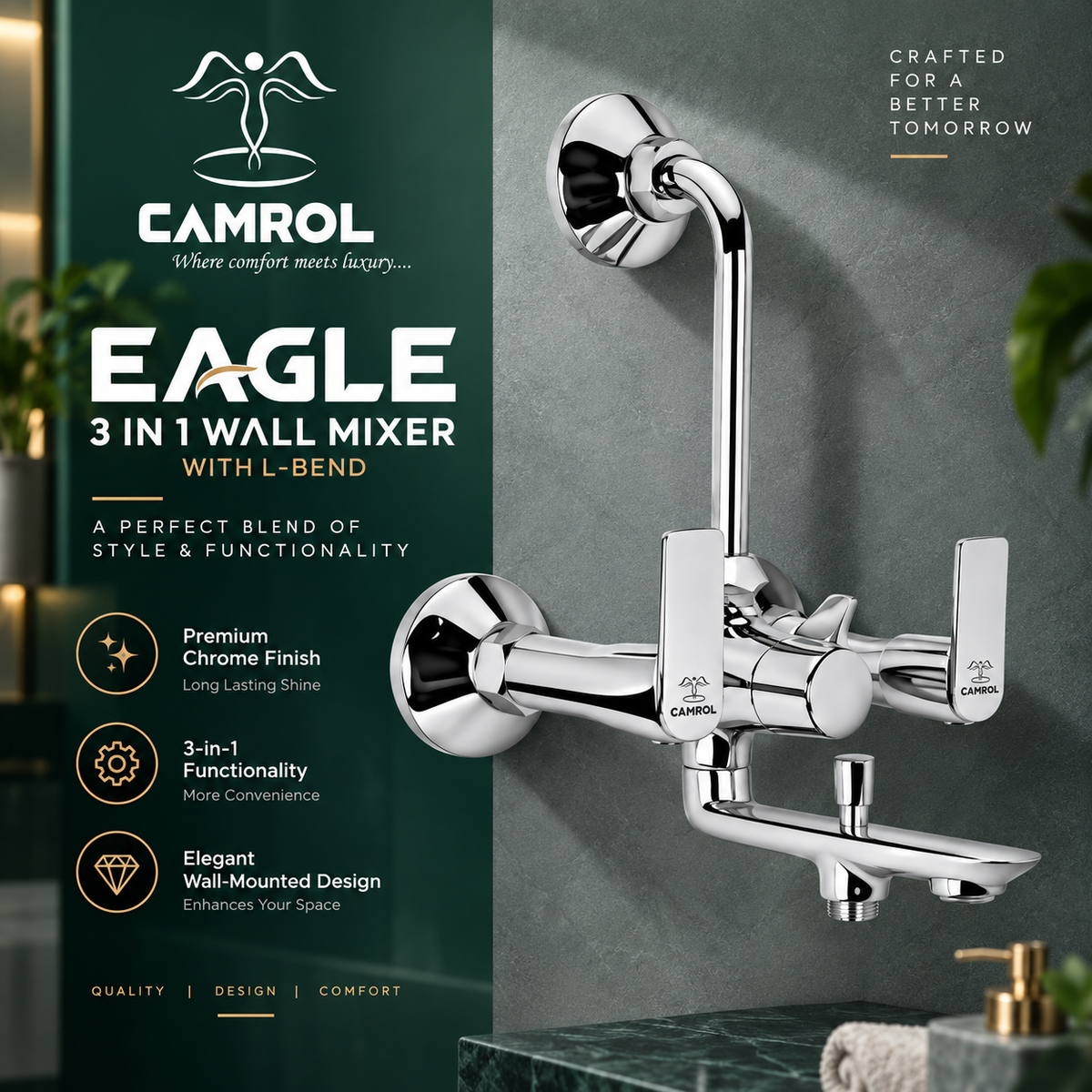 Camrol Eagle 3 in 1 Wall Mixer With L-Bend