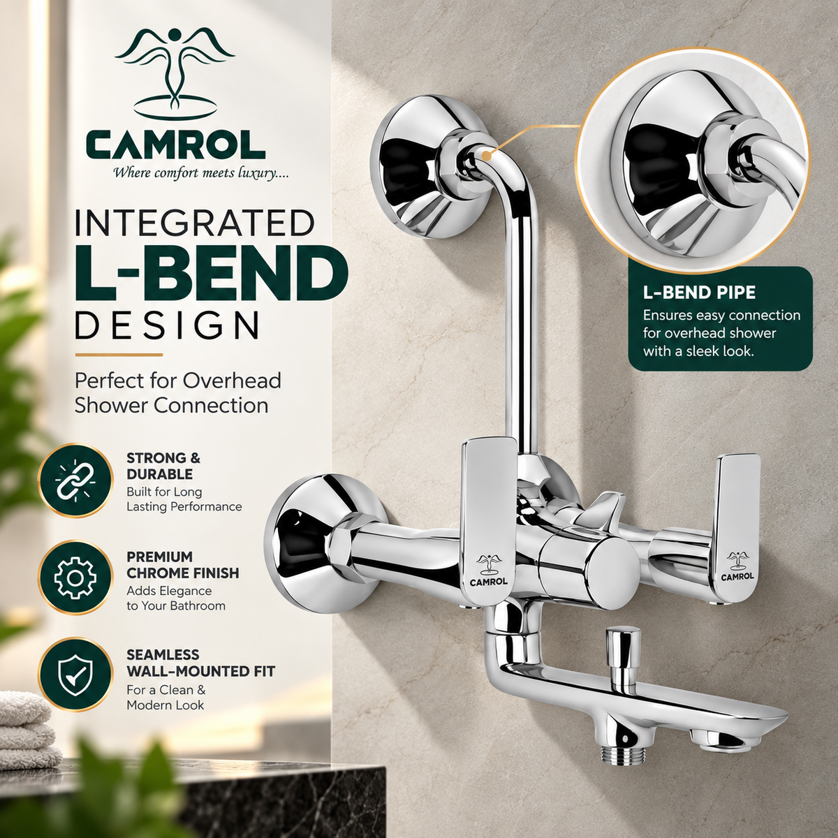Camrol Eagle 3 in 1 Wall Mixer With L-Bend