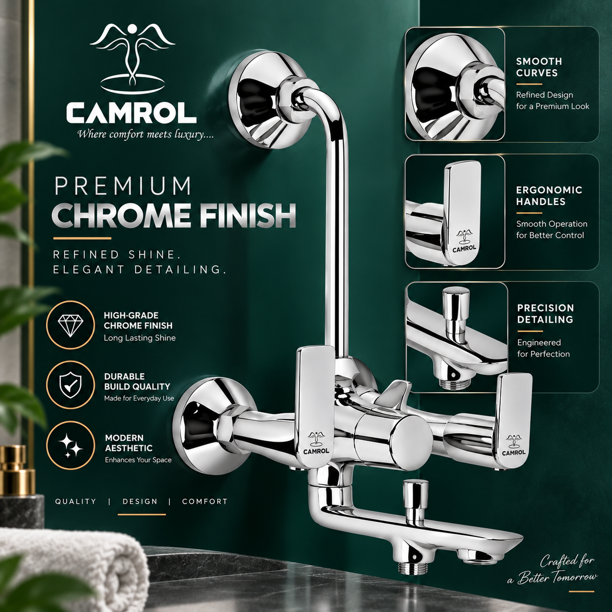 Camrol Eagle 3 in 1 Wall Mixer With L-Bend