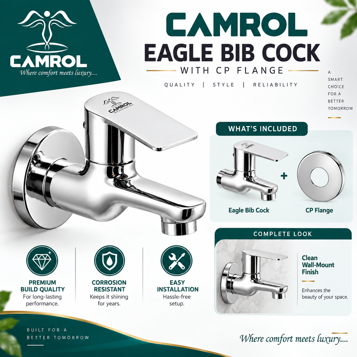 Camrol Eagle Bib Cock With C.p Flange