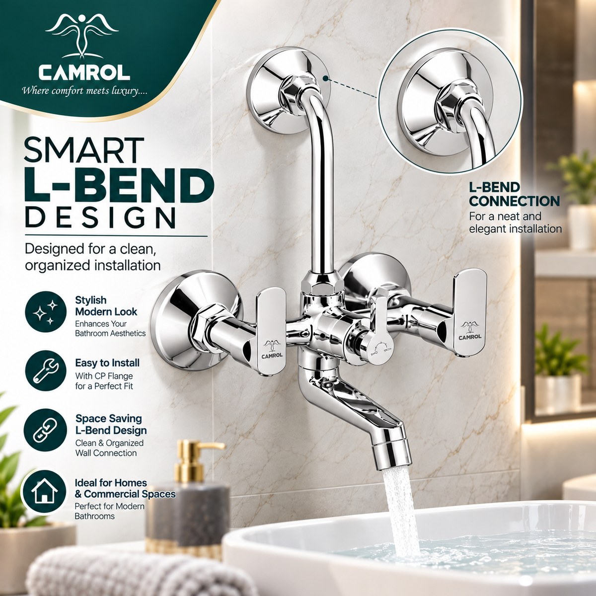 Camrol Roma Wall Mixer With L-Bend