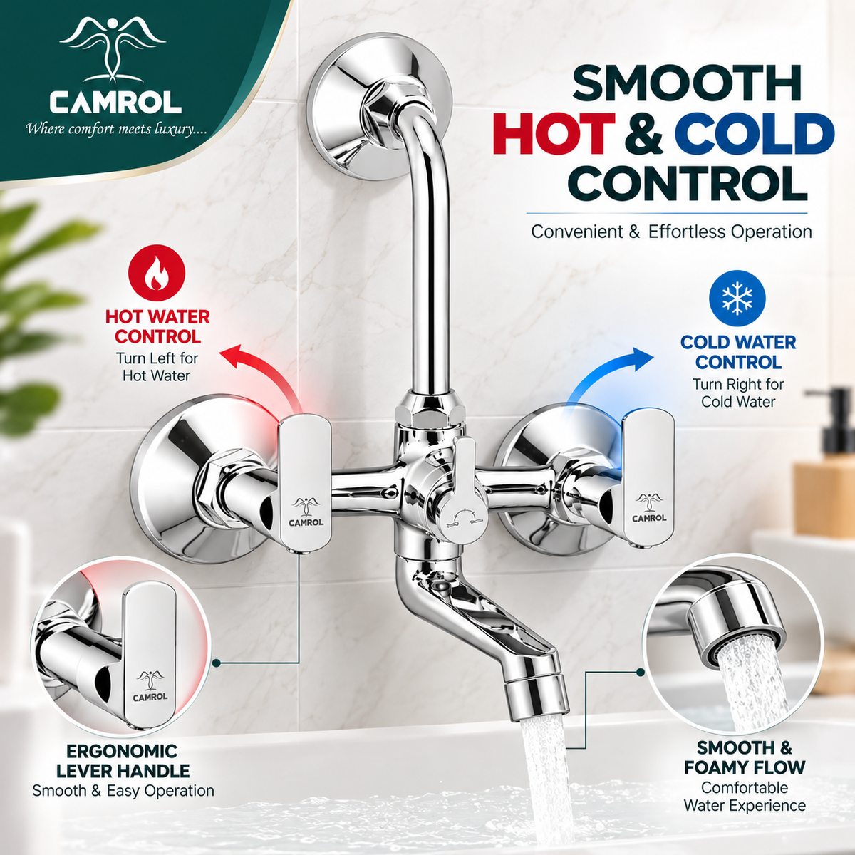 Camrol Roma Wall Mixer With L-Bend