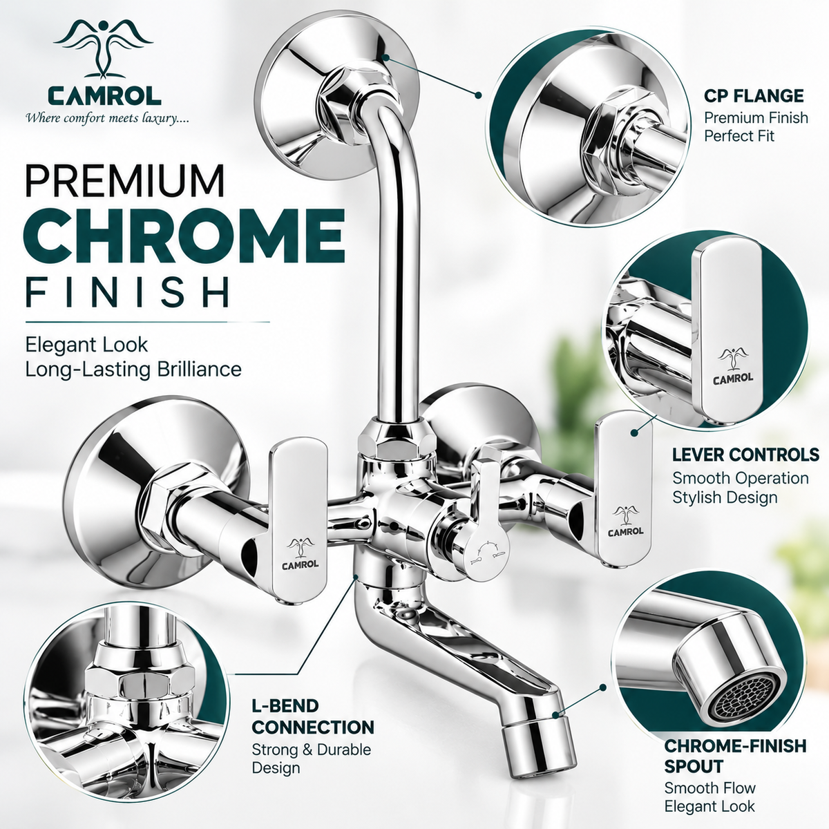 Camrol Roma Wall Mixer With L-Bend