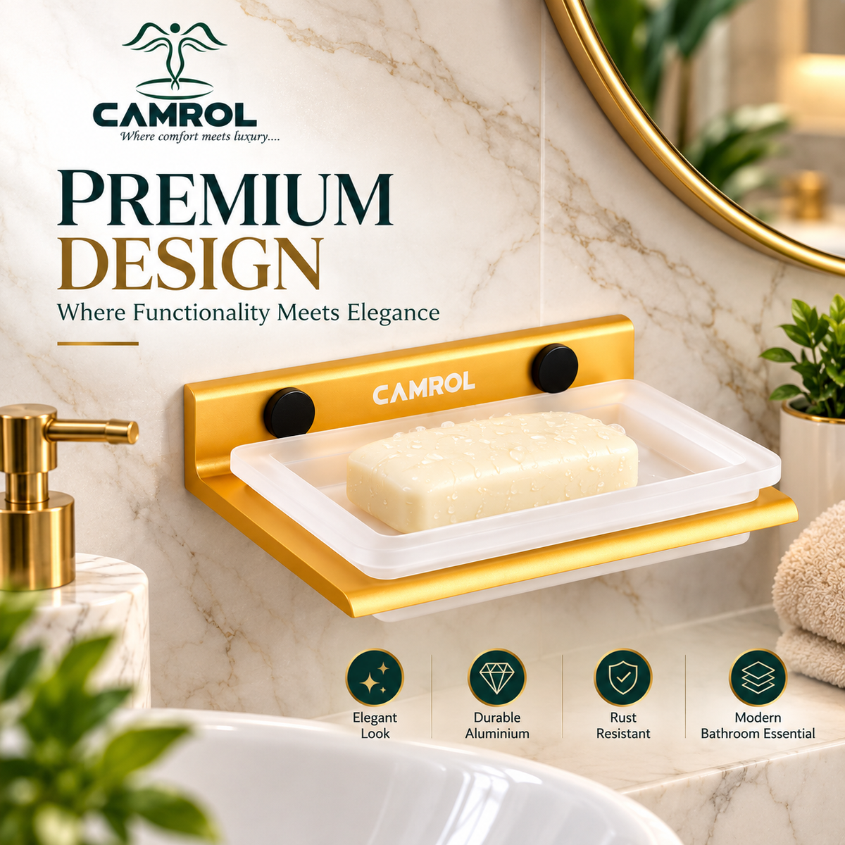 ALU SINGLE SOAP DISH GOLD