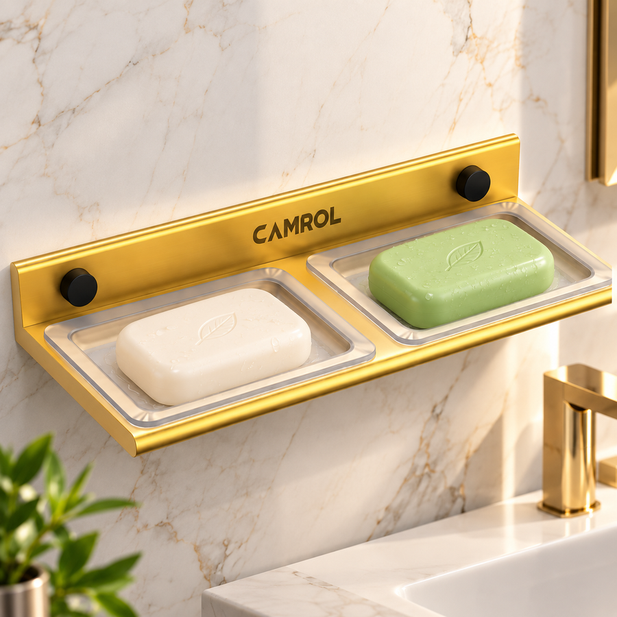 ALU DOUBLE SOAP DISH GOLD