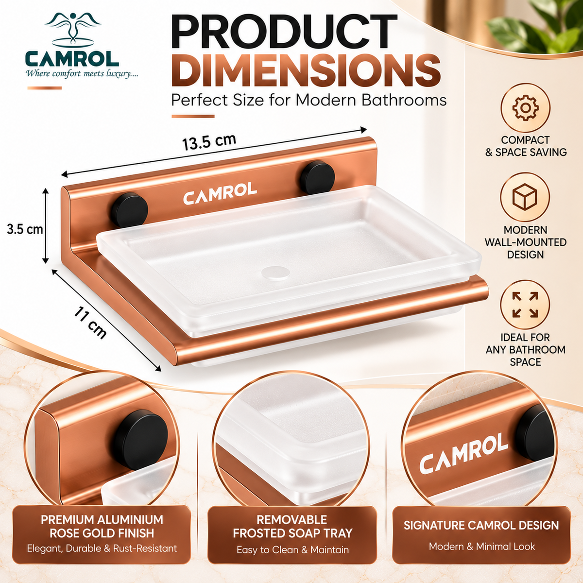 ALU SINGLE SOAP DISH ROSE GOLD