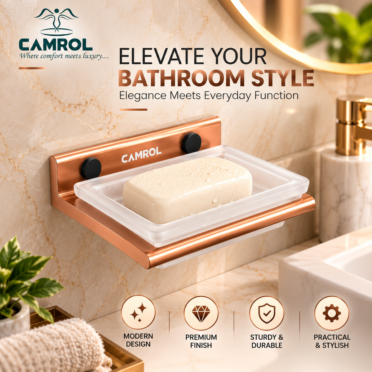 ALU SINGLE SOAP DISH ROSE GOLD