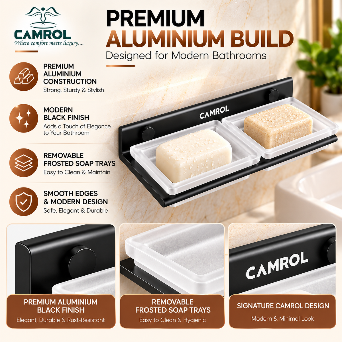 ALU DOUBLE SOAP DISH
