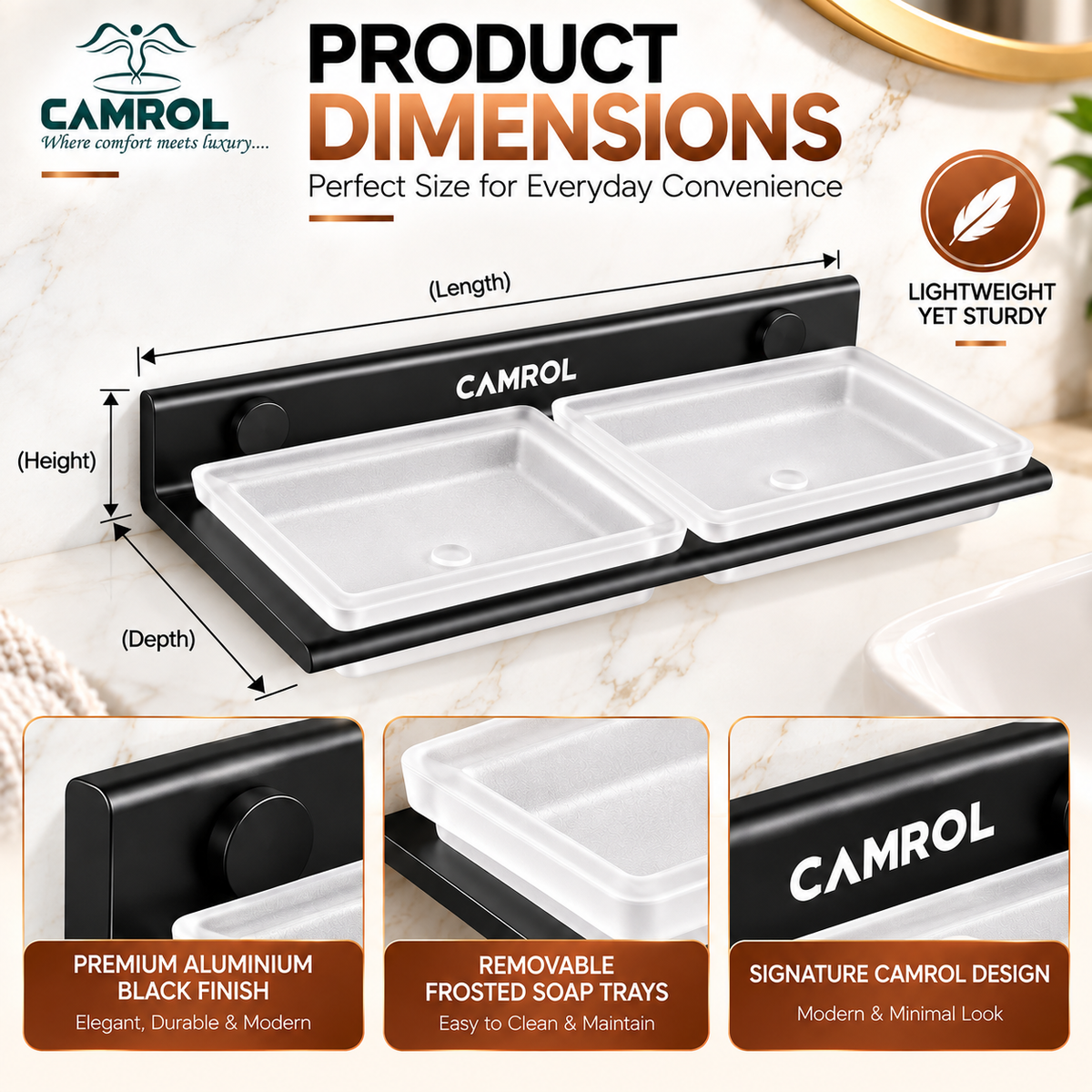 ALU DOUBLE SOAP DISH