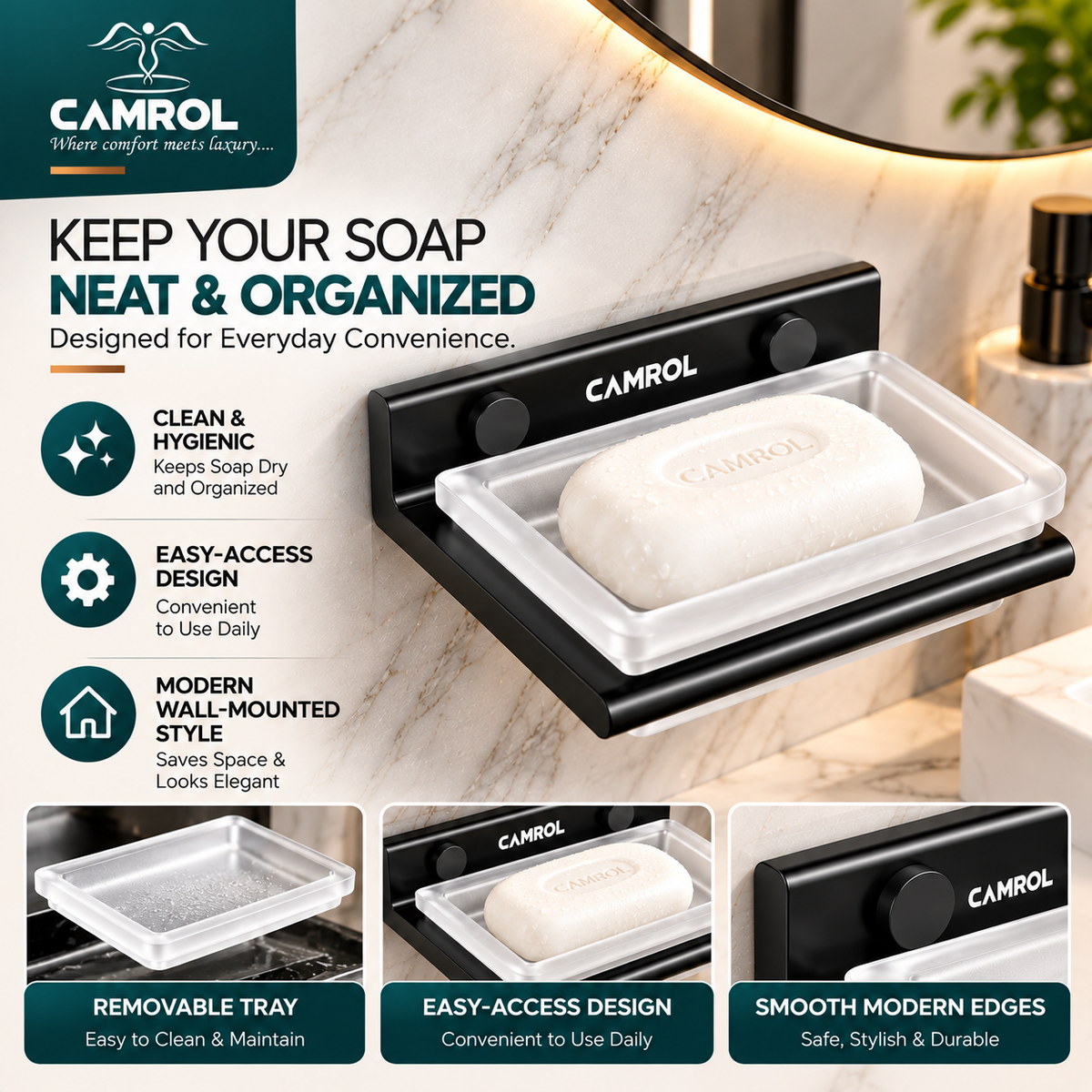 ALU SINGLE SOAP DISH BLACK