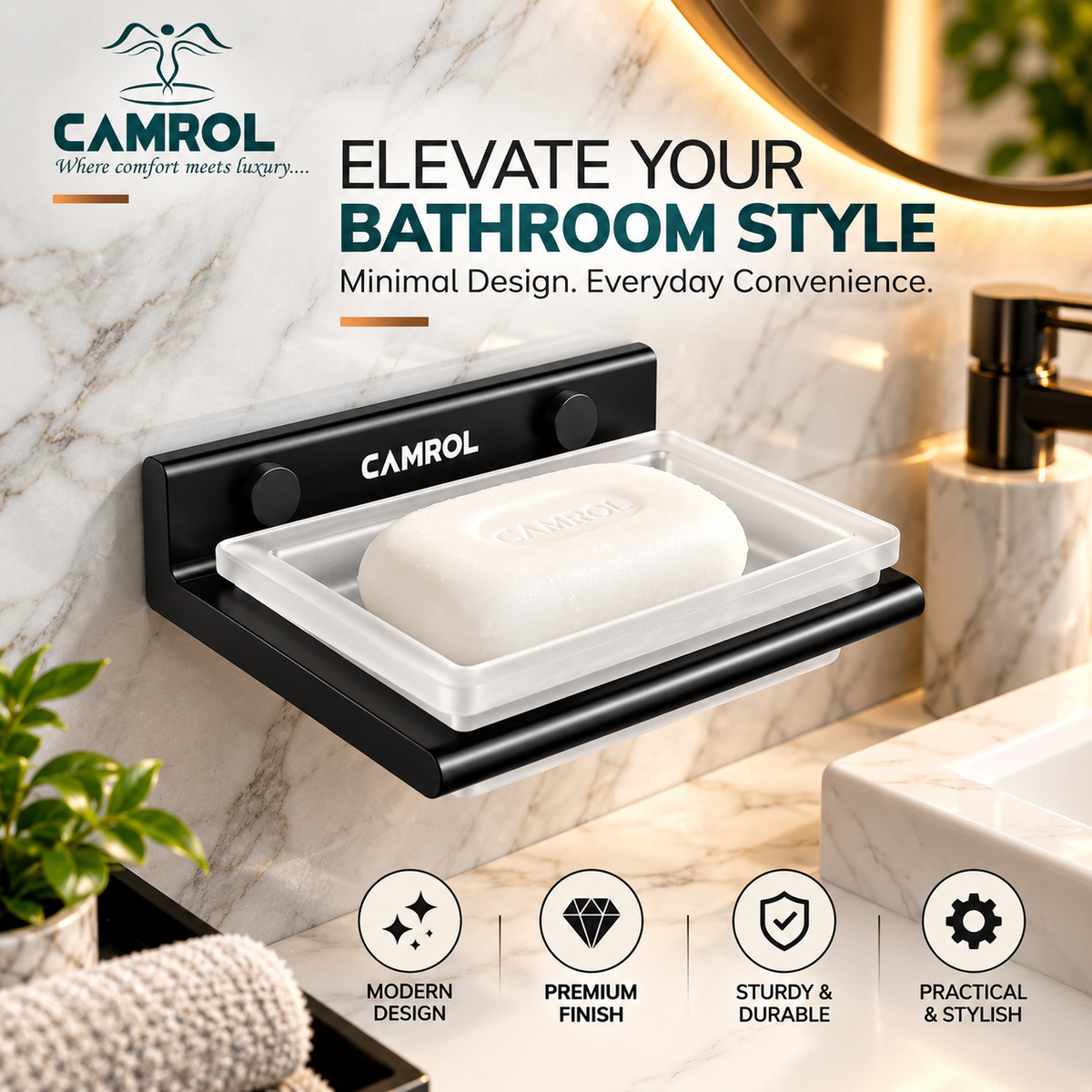ALU SINGLE SOAP DISH BLACK