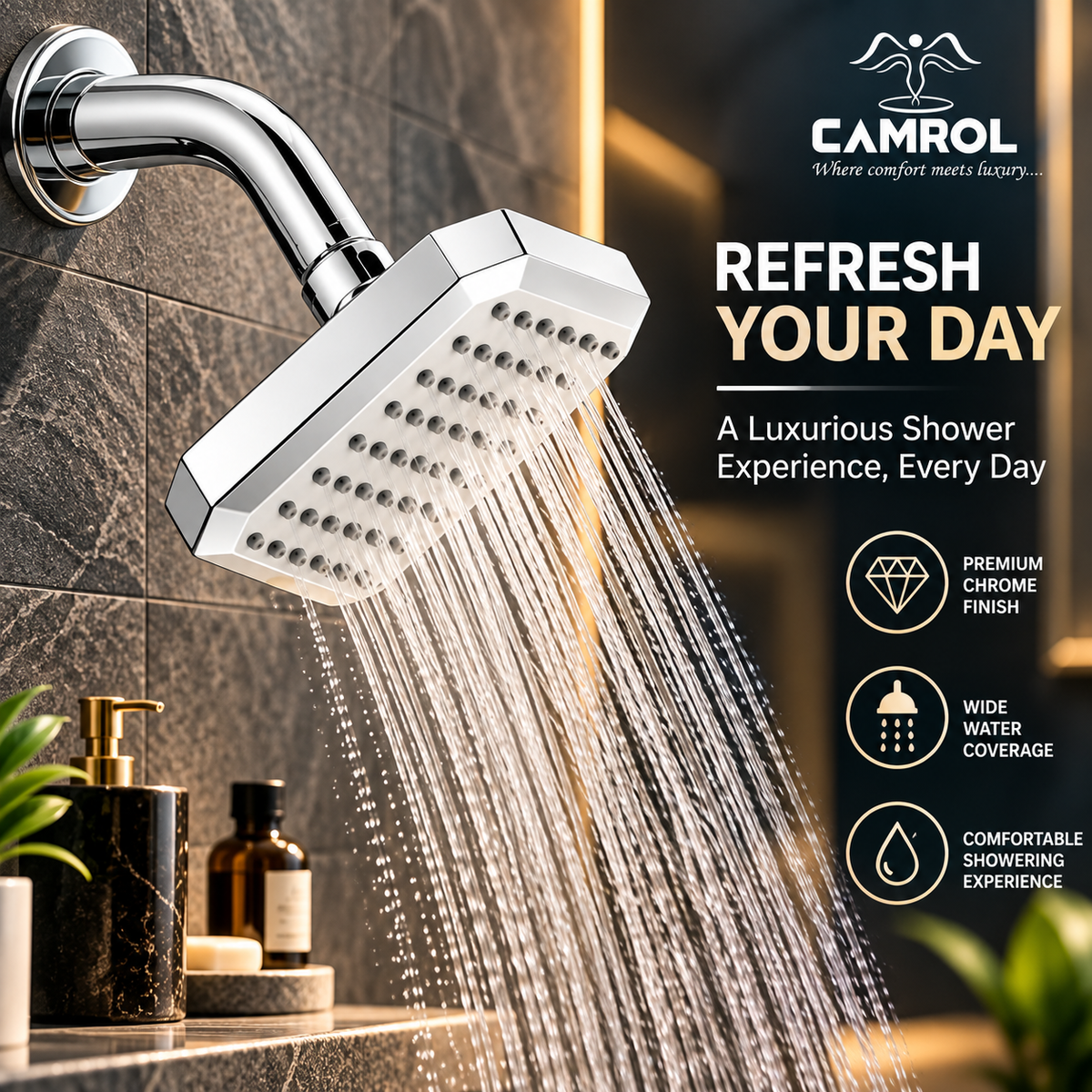 Camrol Shower ABS Overhead Chrome Shower