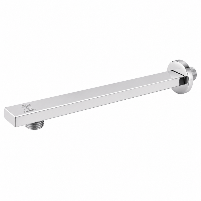 Camrol Rectangle Stainless Steel Shower Arm with Wall Flange | Chrome Finish | Wall Mount for Overhead Shower