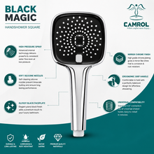 Camrol 5 Function Black Magic Hand Shower for Bathroom | Anti-Clog Silicone Nozzles | High Pressure | Black | Full Set