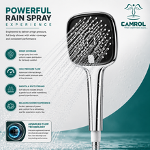 Camrol 5 Function Black Magic Hand Shower for Bathroom | Anti-Clog Silicone Nozzles | High Pressure | Black | Full Set