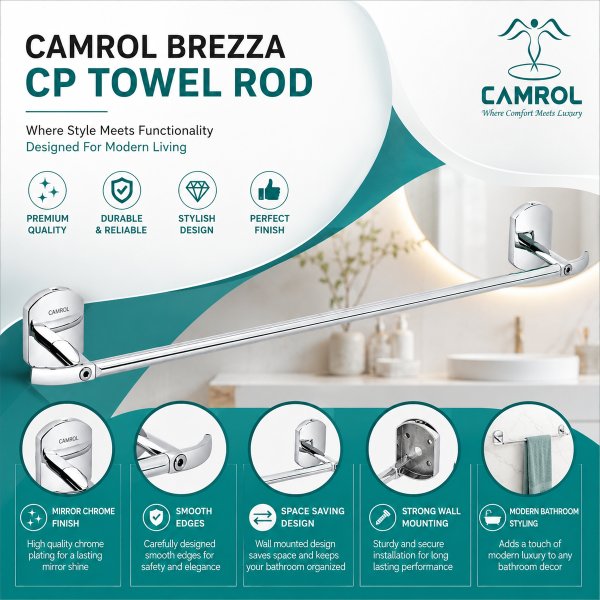 Camrol Towel rod brezza cp