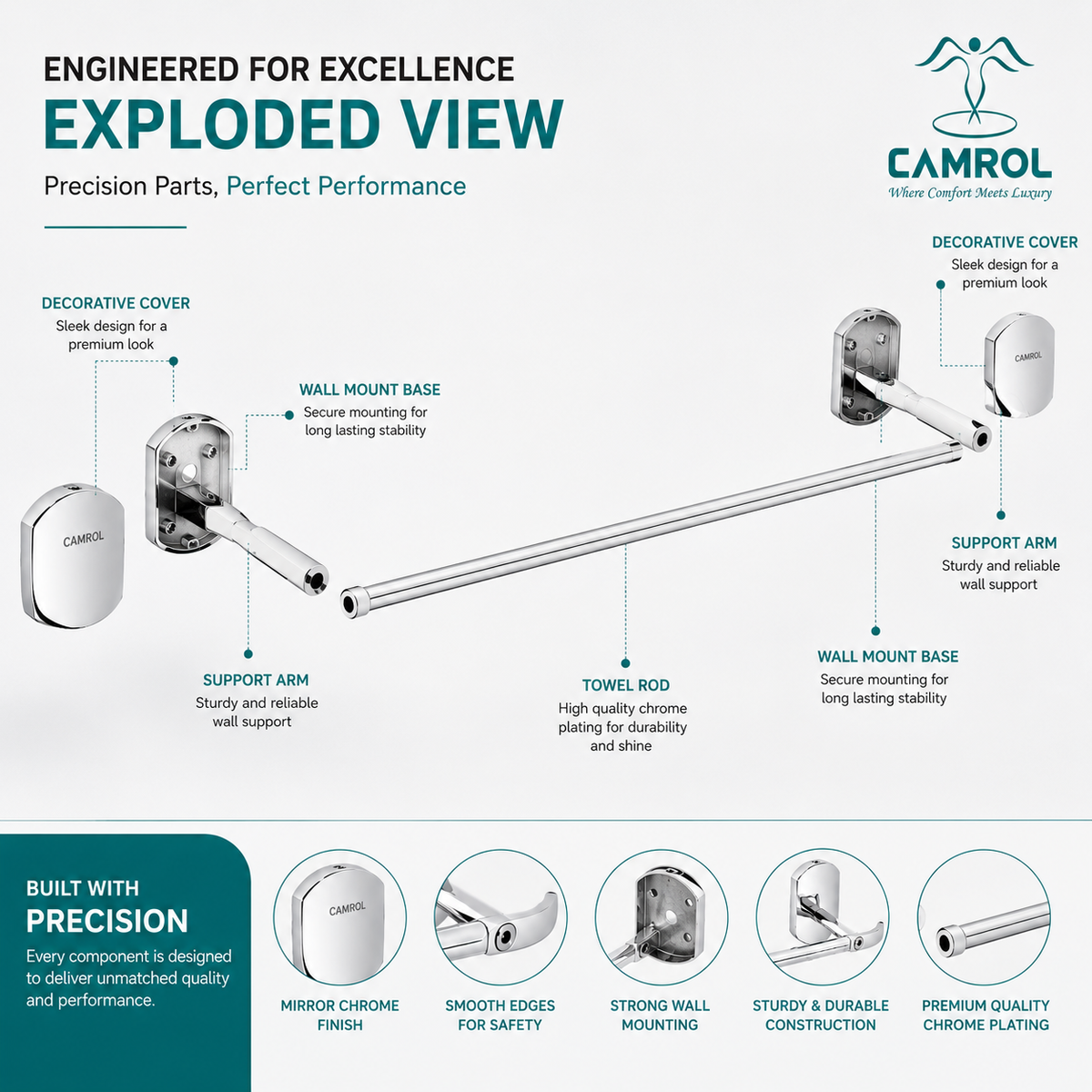 Camrol Towel rod brezza cp