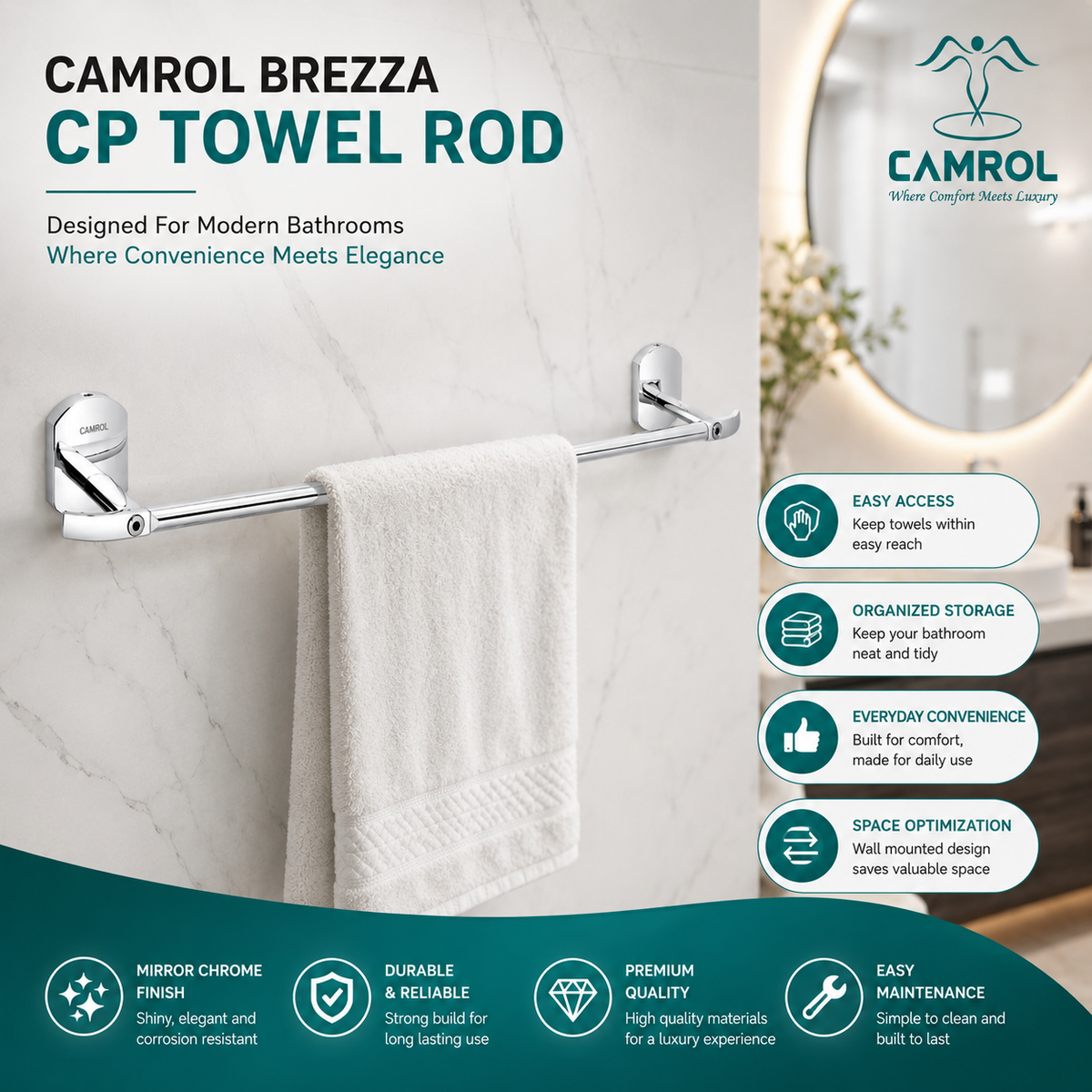 Camrol Towel rod brezza cp